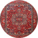 Round Traditional Orange Salmon Pink Persian Rug, tr3472