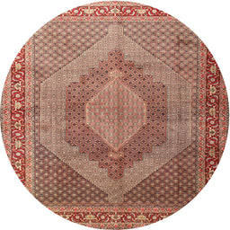 Round Traditional Sandy Brown Medallion Rug, tr3474