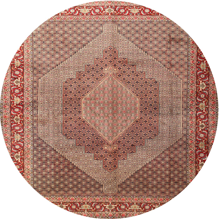 Round Traditional Sandy Brown Medallion Rug, tr3474
