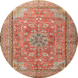 Square Machine Washable Traditional Red Rug, wshtr3477