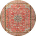 Round Traditional Red Persian Rug, tr3477