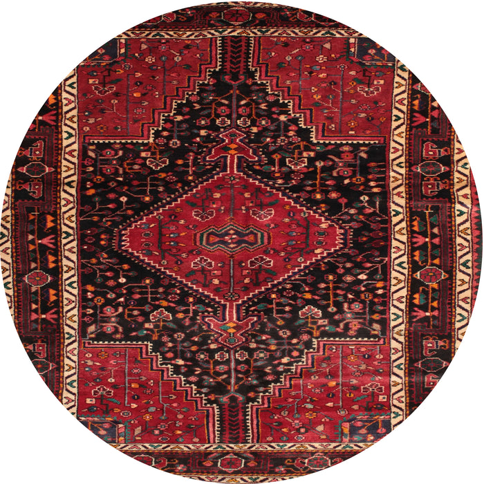 Round Traditional Dark Sienna Brown Persian Rug, tr347