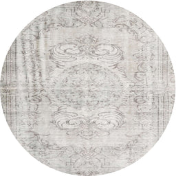 Round Traditional Silver Pink Persian Rug, tr3480