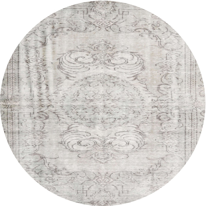 Round Traditional Silver Pink Persian Rug, tr3480