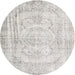 Round Traditional Silver Pink Persian Rug, tr3480