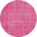 Round Traditional Deep Pink Persian Rug, tr3483