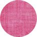 Square Machine Washable Traditional Deep Pink Rug, wshtr3483