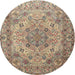 Round Traditional Reddish Brown Persian Rug, tr3485