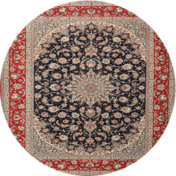 Round Traditional Light French Beige Brown Medallion Rug, tr3486