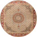 Square Machine Washable Traditional Chestnut Red Rug, wshtr3487