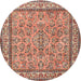 Square Machine Washable Traditional Brown Red Rug, wshtr3488