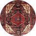 Round Traditional Dark Gold Brown Persian Rug, tr348