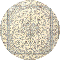 Round Traditional Vanilla Gold Medallion Rug, tr3490