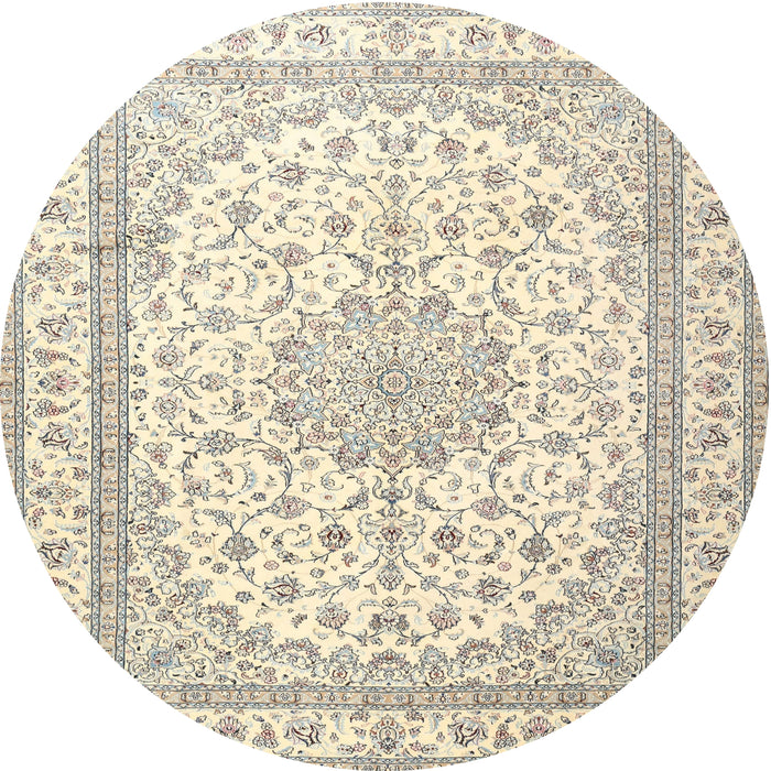 Round Traditional Vanilla Gold Medallion Rug, tr3490