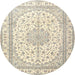 Round Traditional Vanilla Gold Medallion Rug, tr3490