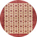 Square Machine Washable Traditional Red Rug, wshtr3491