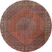 Round Traditional Saffron Red Persian Rug, tr3492