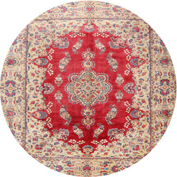 Square Machine Washable Traditional Cherry Red Rug, wshtr3494