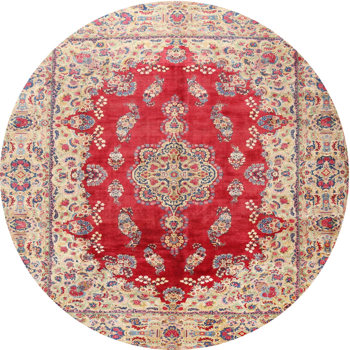 Round Traditional Cherry Red Persian Rug, tr3494