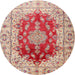 Round Traditional Cherry Red Persian Rug, tr3494