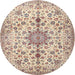 Round Traditional Golden Blonde Gold Persian Rug, tr3495