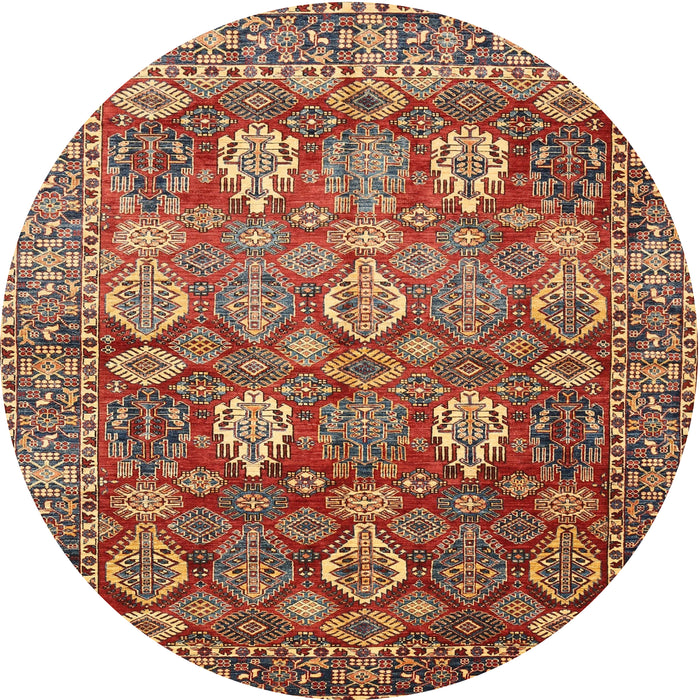 Square Machine Washable Traditional Tomato Red Rug, wshtr350