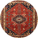 Square Machine Washable Traditional Tomato Red Rug, wshtr3510