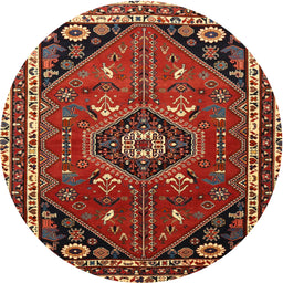 Round Traditional Red Medallion Rug, tr3510