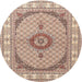 Square Machine Washable Traditional Deep Peach Orange Rug, wshtr3511