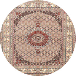 Round Traditional Deep Peach Orange Medallion Rug, tr3511