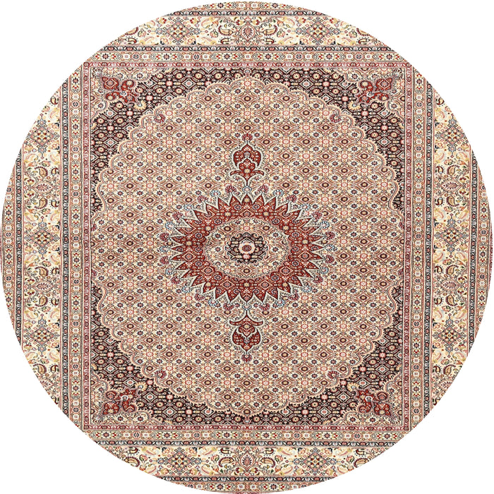 Round Traditional Deep Peach Orange Medallion Rug, tr3511