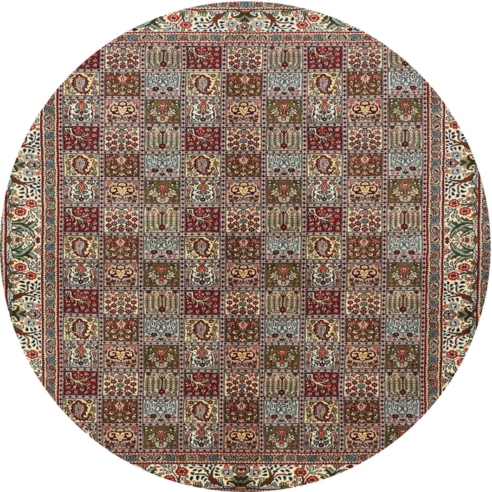 Round Traditional Light French Beige Brown Persian Rug, tr3512