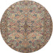 Round Traditional Reddish Brown Animal Rug, tr3514