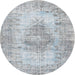 Round Traditional Light Gray Persian Rug, tr3516