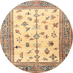 Square Machine Washable Traditional Dark Gold Brown Rug, wshtr3517