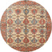 Round Traditional Chestnut Red Persian Rug, tr351