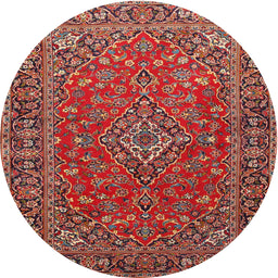 Round Traditional Orange Salmon Pink Persian Rug, tr3522