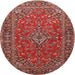 Round Traditional Orange Salmon Pink Persian Rug, tr3522