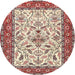 Square Machine Washable Traditional Brown Red Rug, wshtr3524