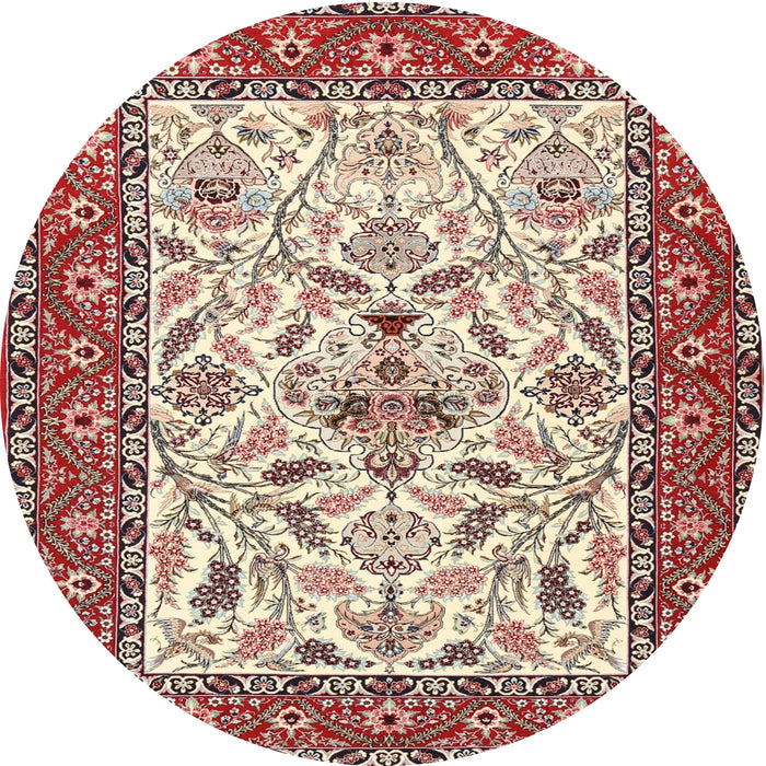 Round Traditional Brown Red Animal Rug, tr3524