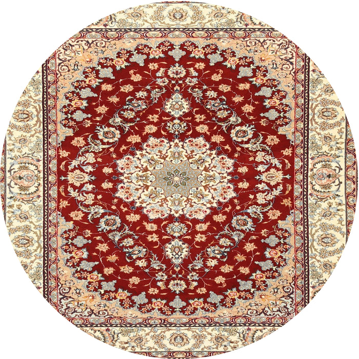 Round Traditional Brown Medallion Rug, tr3525