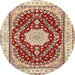 Round Traditional Brown Medallion Rug, tr3525