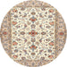 Round Traditional Dark Almond Brown Persian Rug, tr3527