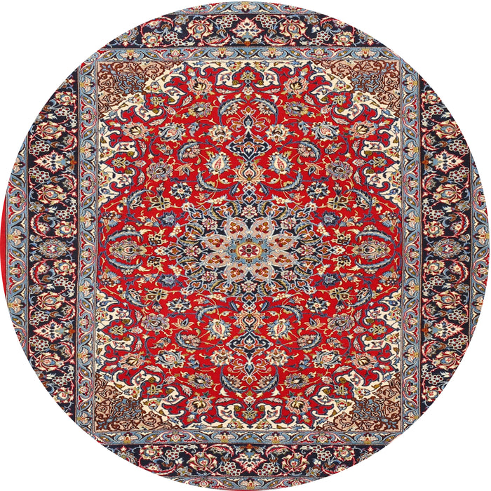 Round Traditional Light French Beige Brown Medallion Rug, tr3529
