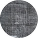 Round Traditional Light Black Persian Rug, tr3530