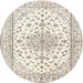 Round Traditional Lemon Beige Persian Rug, tr3535