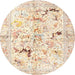 Round Traditional Peach Beige Persian Rug, tr3536