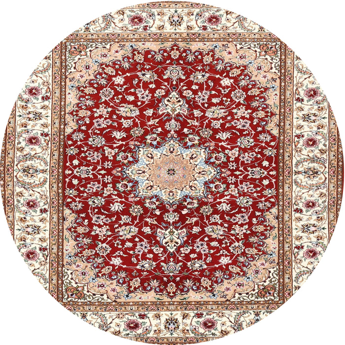 Round Traditional Fire Brick Red Persian Rug, tr3538
