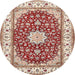 Round Traditional Fire Brick Red Persian Rug, tr3538