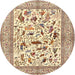 Round Traditional Khaki Gold Animal Rug, tr3539